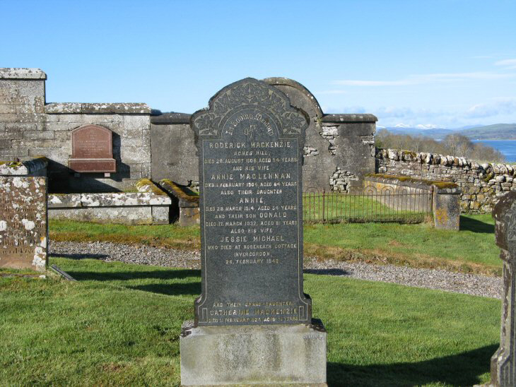 Photo of headstones/Ann McLennan died 1904 MI  Cullicudden Old